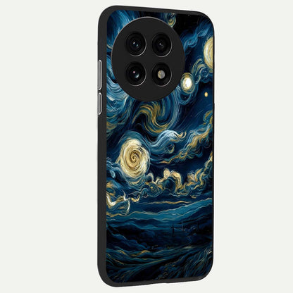 Midnight Sky Whirl back cover For OnePlus 13R slim fit glass case with vibrant aesthetic design