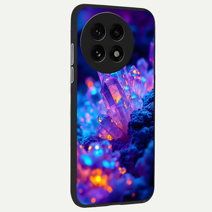  Neon Aura Shards back cover For OnePlus 13R slim fit glass case with vibrant aesthetic design