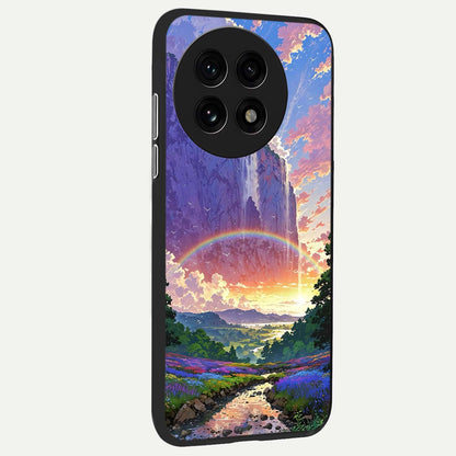  Rainbow Valley Dream back cover For OnePlus 13R slim fit glass case with vibrant aesthetic design