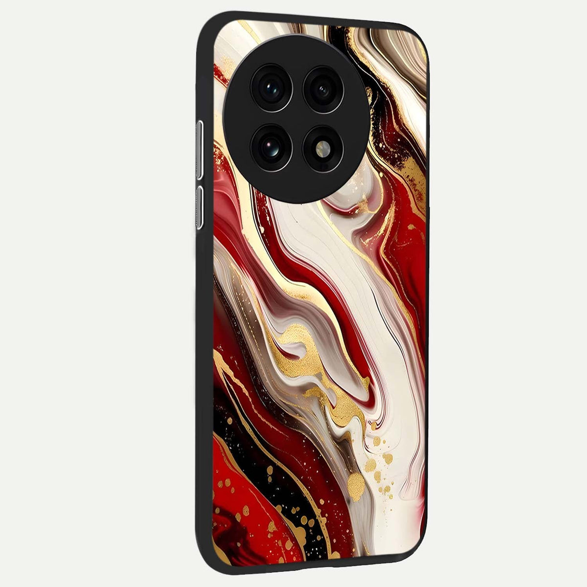  Red And White Marble back cover For OnePlus 13R slim fit glass case with vibrant aesthetic design