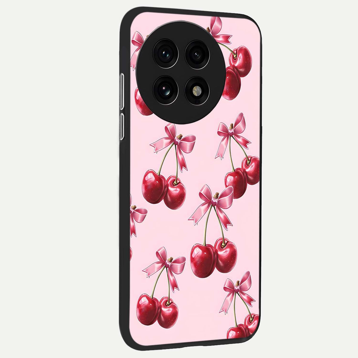  Red Cherries Pattern back cover For OnePlus 13R slim fit glass case with vibrant aesthetic design
