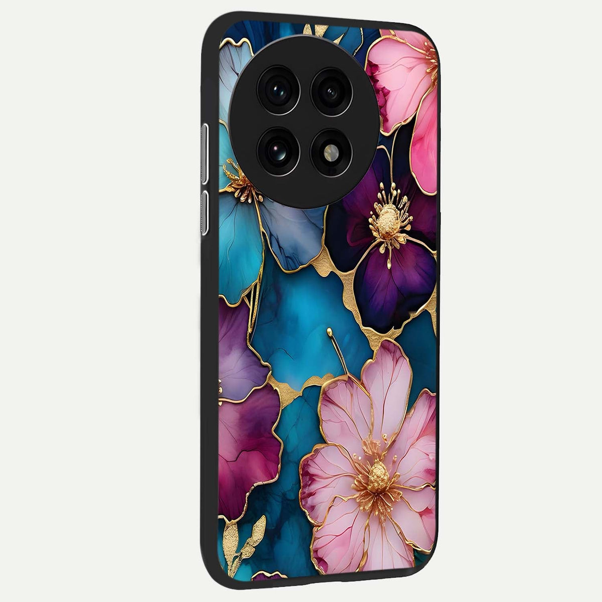  Sparkle Floral back cover For OnePlus 13R slim fit glass case with vibrant aesthetic design