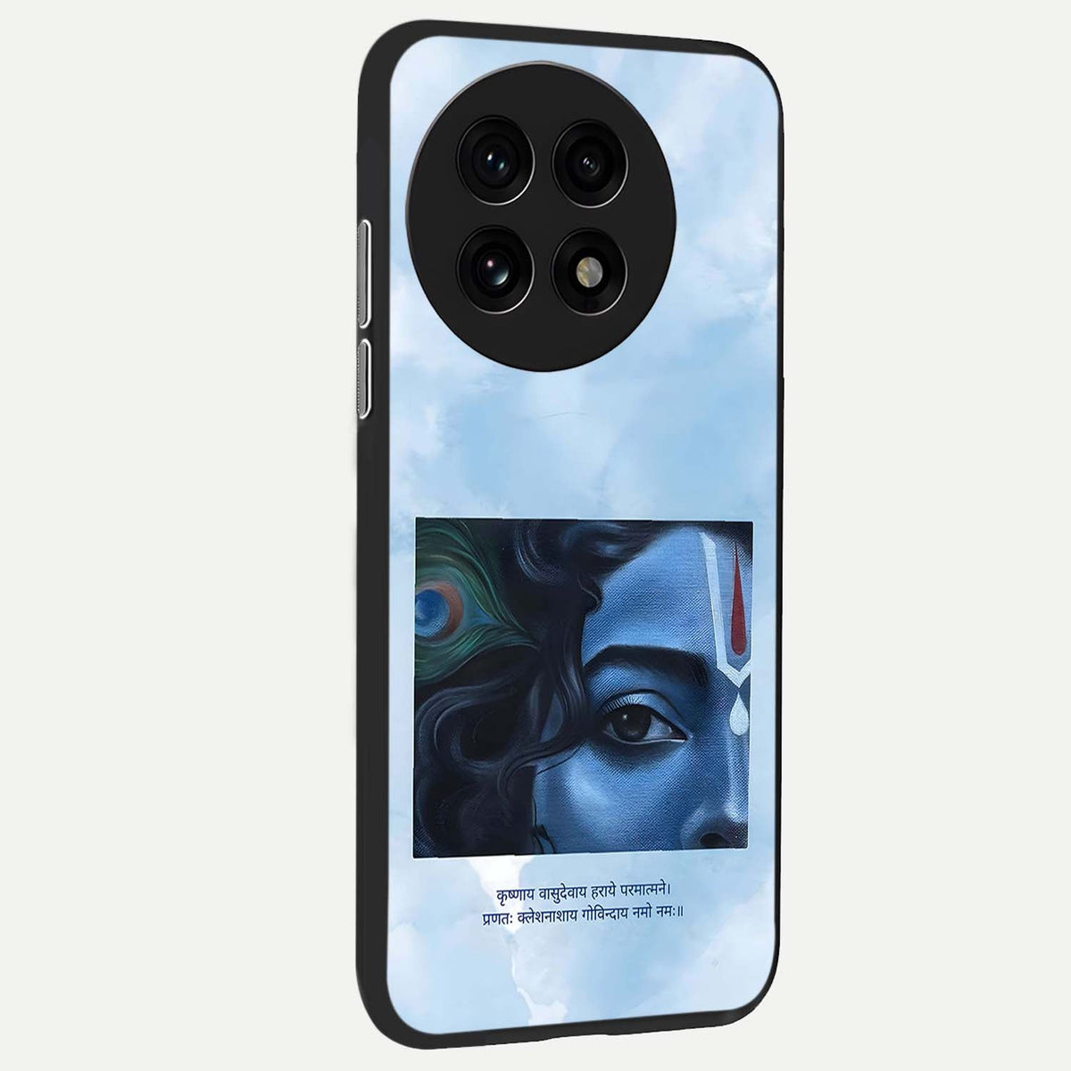  Spiritual Krishna back cover For OnePlus 13R slim fit glass case with vibrant aesthetic design