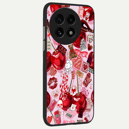 Sweet Cherry Chaos back cover For OnePlus 13R slim fit glass case with vibrant aesthetic design