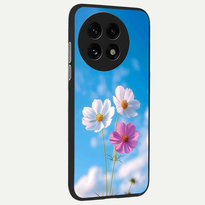  Tripple Flowers With Sky back cover For OnePlus 13R slim fit glass case with vibrant aesthetic design