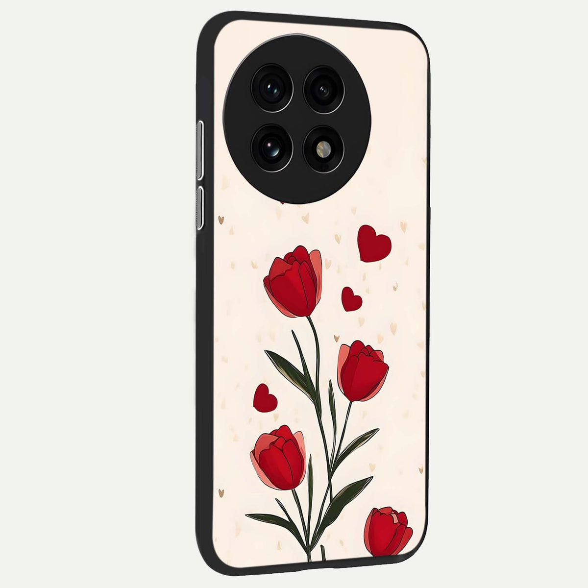  Tulip With Heart back cover For OnePlus 13R slim fit glass case with vibrant aesthetic design