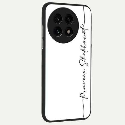 White Tune Custom Name back cover For OnePlus 13R slim fit personalized glass case with aesthetic design