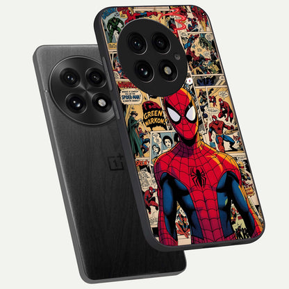  Aesthetic Spider phone case For OnePlus 13 showing premium glass back cover with detailed artwork