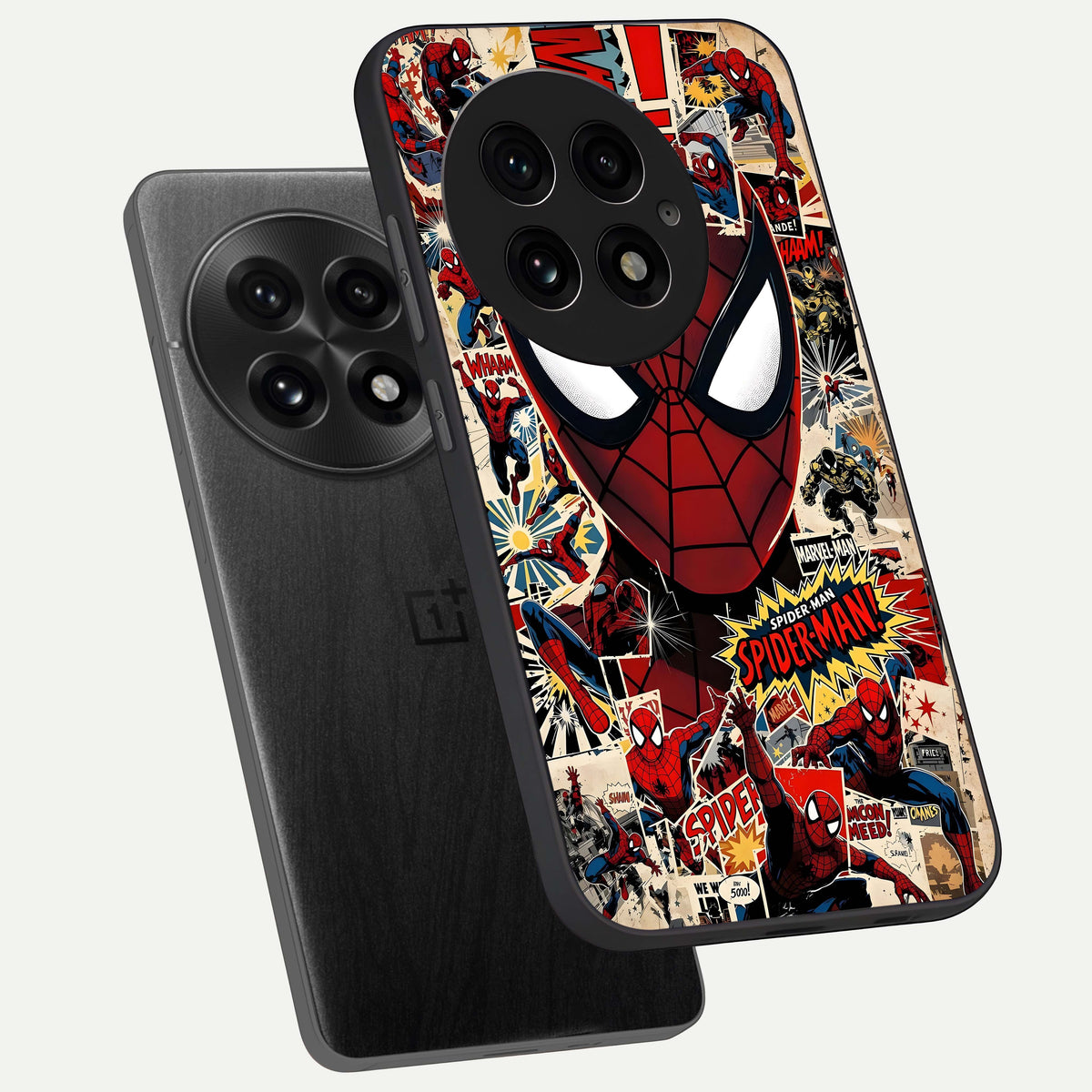  Aesthetic Wonder Spider phone case For OnePlus 13 showing premium glass back cover with detailed artwork