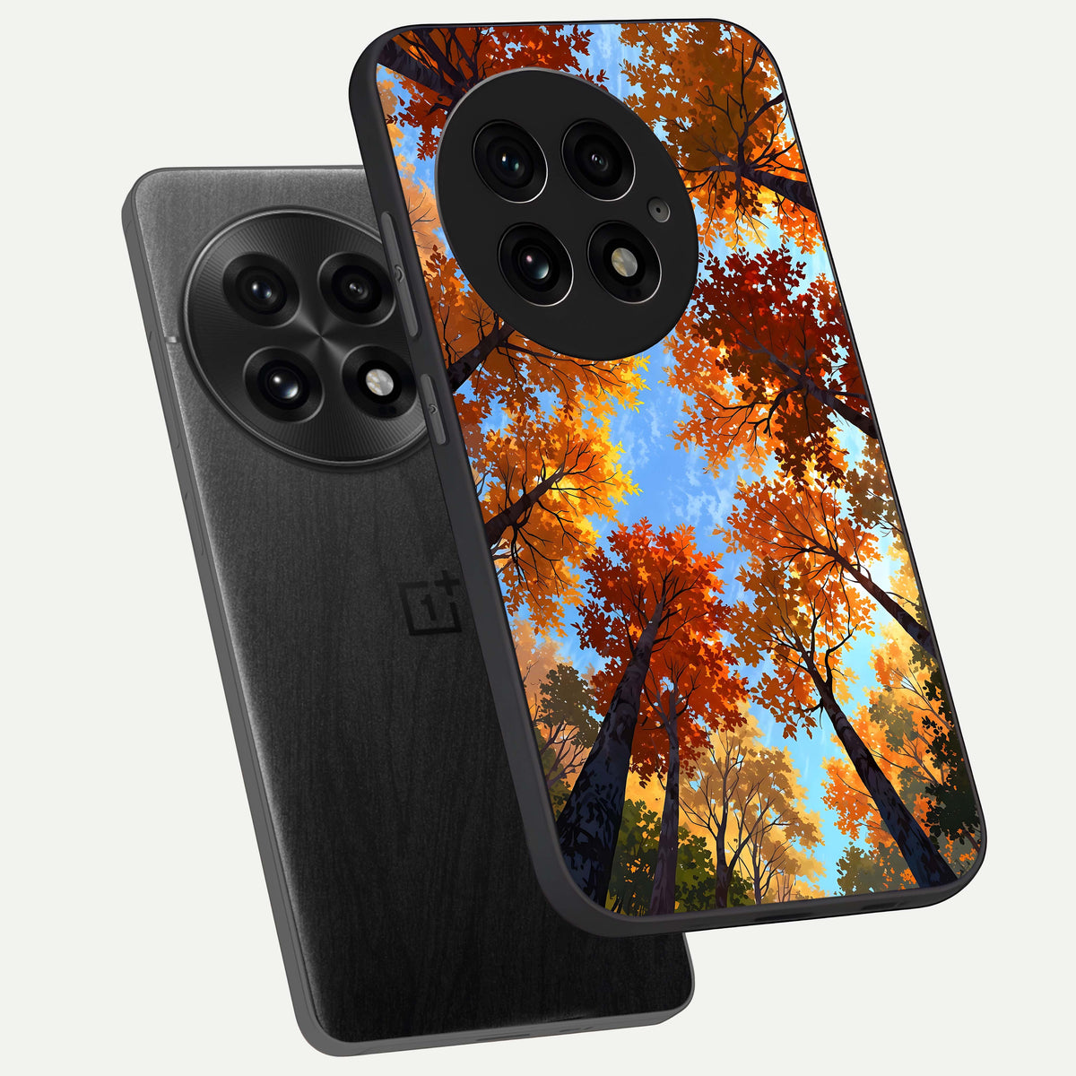  Autumn Sky Rise phone case For OnePlus 13 showing premium glass back cover with detailed artwork