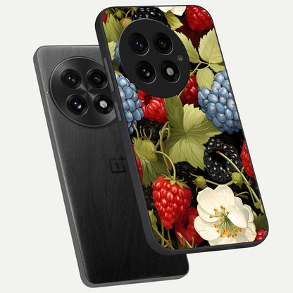  Berry Bloom Charm phone case For OnePlus 13 showing premium glass back cover with detailed artwork