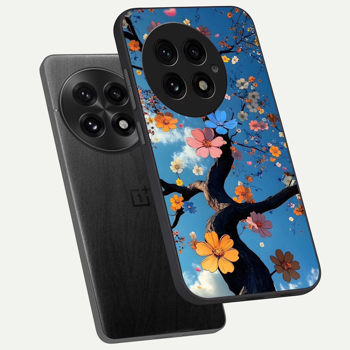  Blossom Dream Sky phone case For OnePlus 13 showing premium glass back cover with detailed artwork