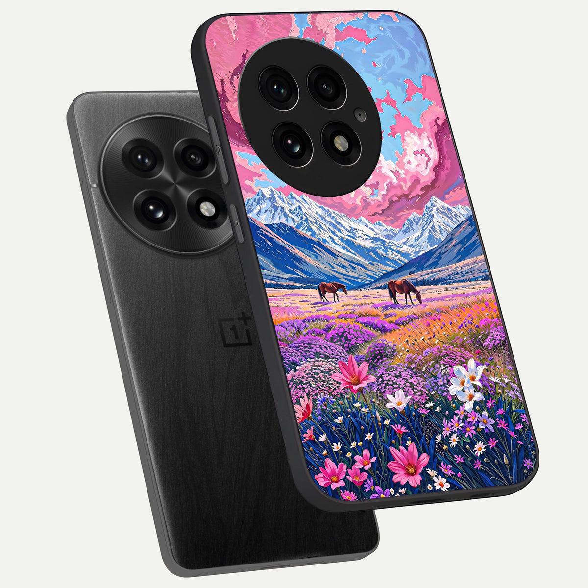  Blossom Valley Dream phone case For OnePlus 13 showing premium glass back cover with detailed artwork