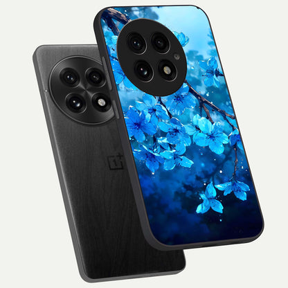  Blue Blossoms Branch phone case For OnePlus 13 showing premium glass back cover with detailed artwork