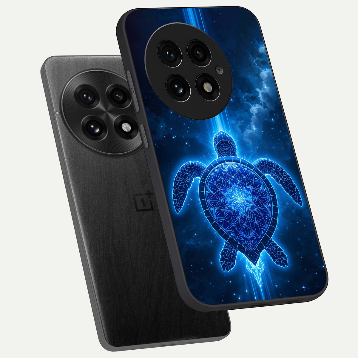  Blue Galaxy Turtle phone case For OnePlus 13 showing premium glass back cover with detailed artwork