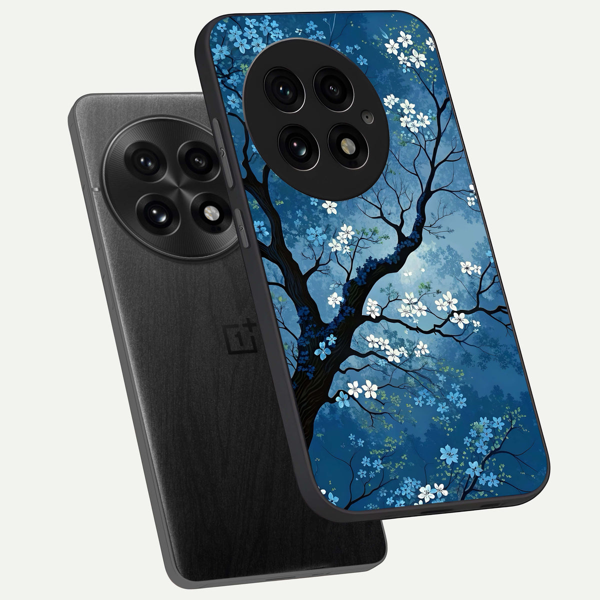  Blue Tree Serenity phone case For OnePlus 13 showing premium glass back cover with detailed artwork
