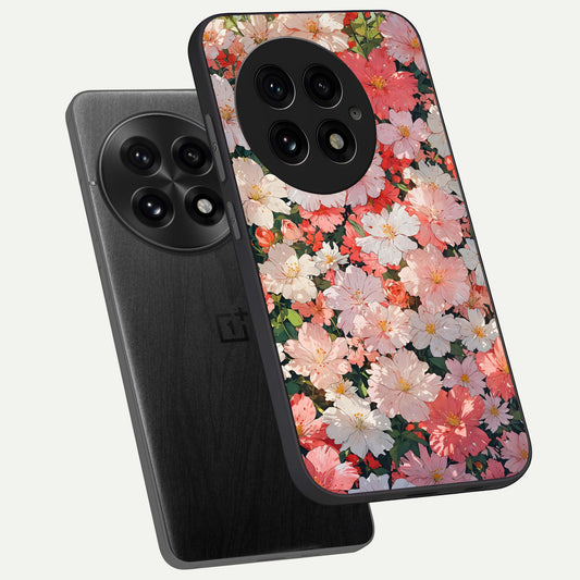  Blush Bloom Field phone case For OnePlus 13 showing premium glass back cover with detailed artwork