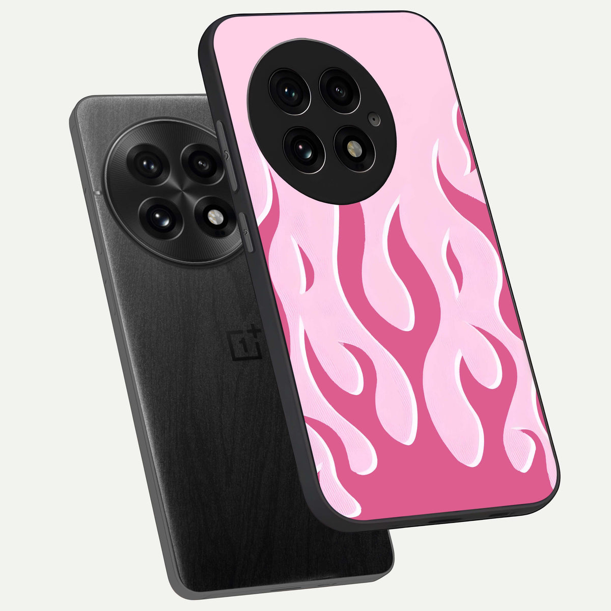  Blush Flame Energy phone case For OnePlus 13 showing premium glass back cover with detailed artwork