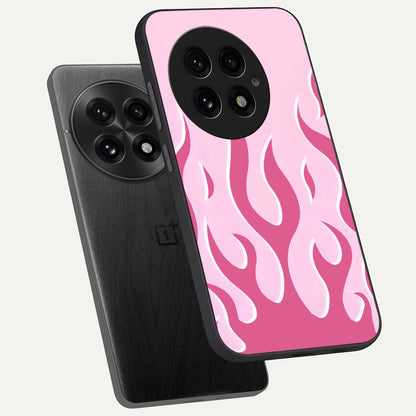  Blush Flame Energy phone case For OnePlus 13 showing premium glass back cover with detailed artwork