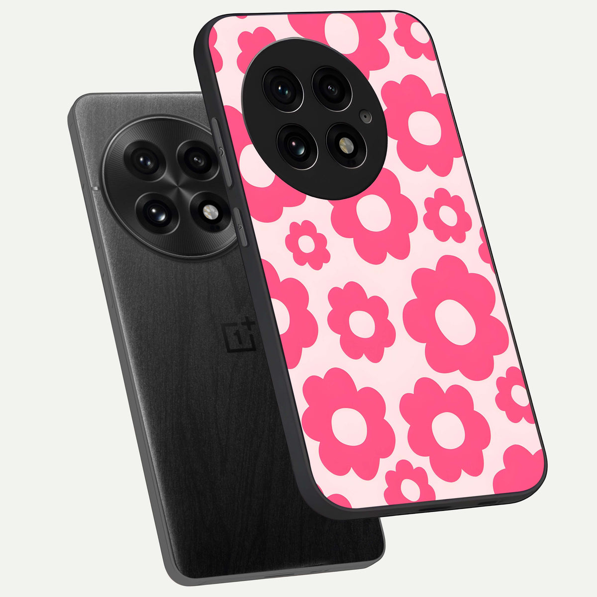  Blush Flower Pop phone case For OnePlus 13 showing premium glass back cover with detailed artwork