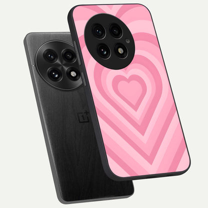  Blush Heart Waves phone case For OnePlus 13 showing premium glass back cover with detailed artwork