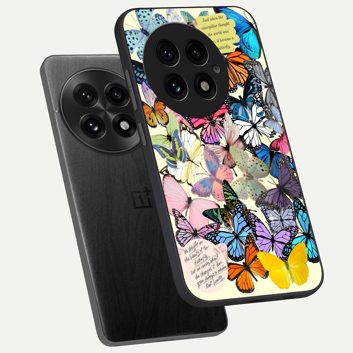  Butterflies Petal Dream phone case For OnePlus 13 showing premium glass back cover with detailed artwork