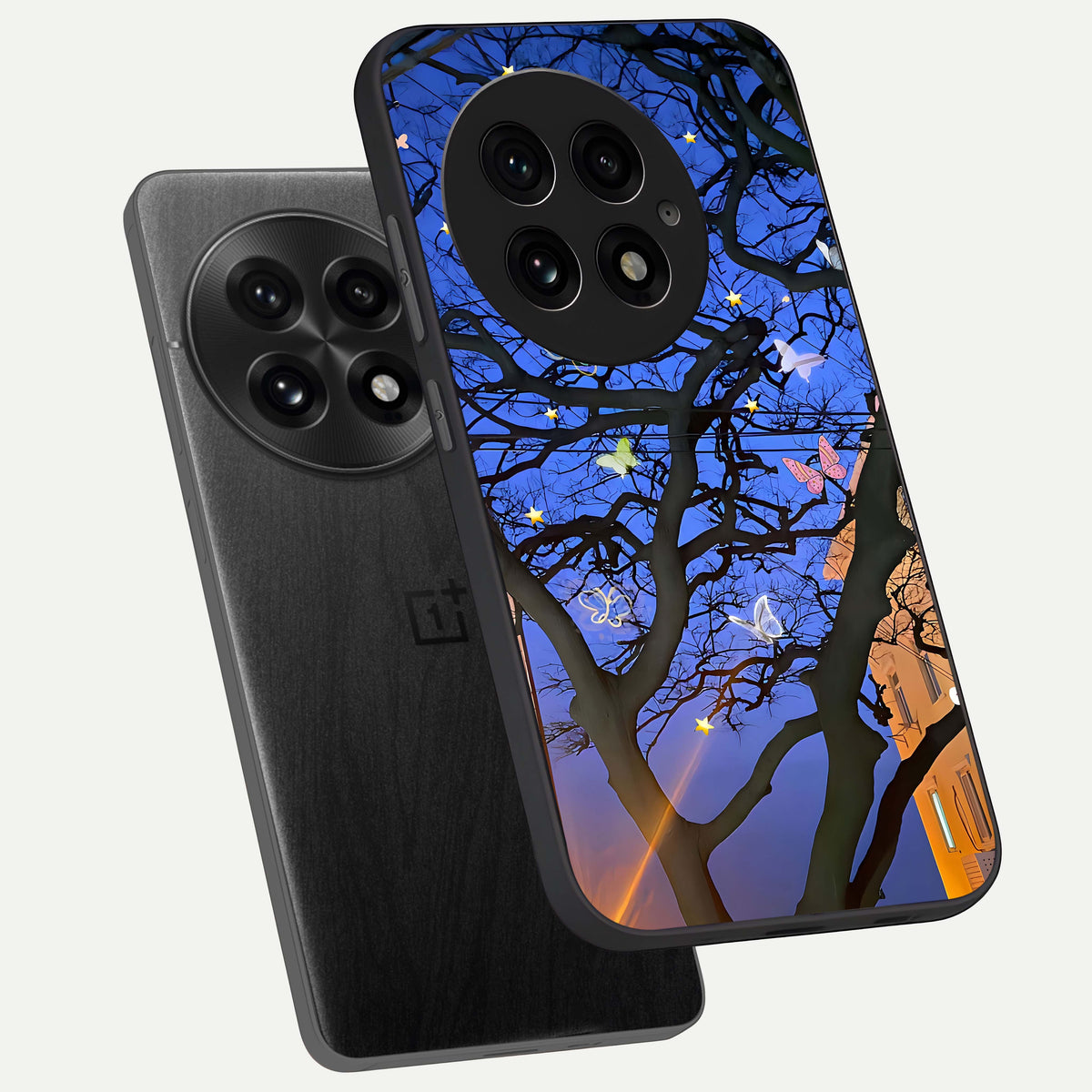  Butterfly Night Magic phone case For OnePlus 13 showing premium glass back cover with detailed artwork