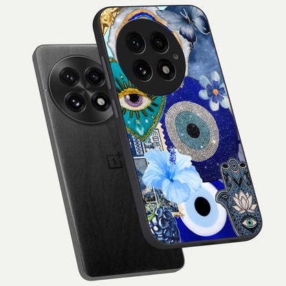 Celestial Blue Vision phone case For OnePlus 13 showing premium glass back cover with detailed artwork