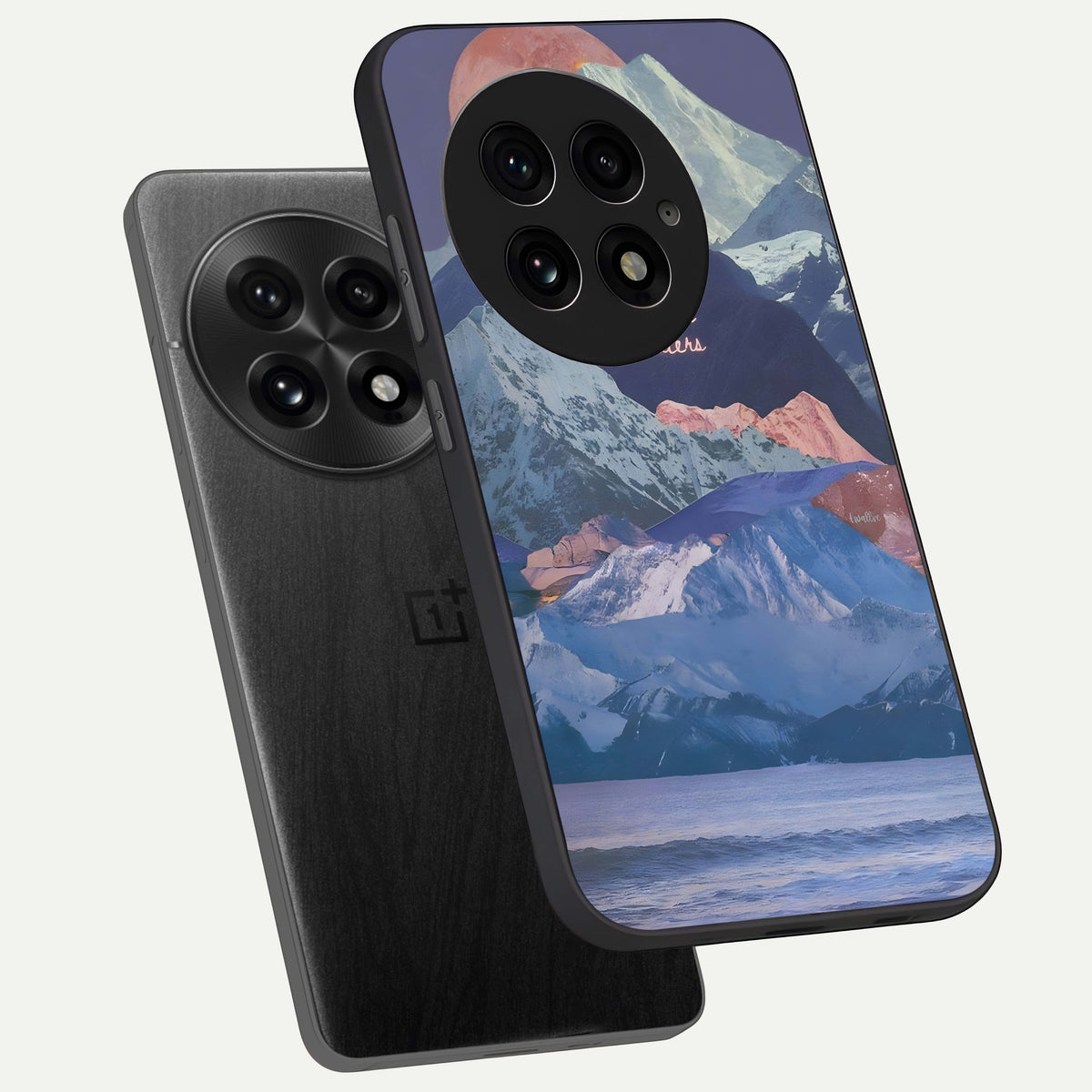  Celestial Mountain Calm phone case For OnePlus 13 showing premium glass back cover with detailed artwork