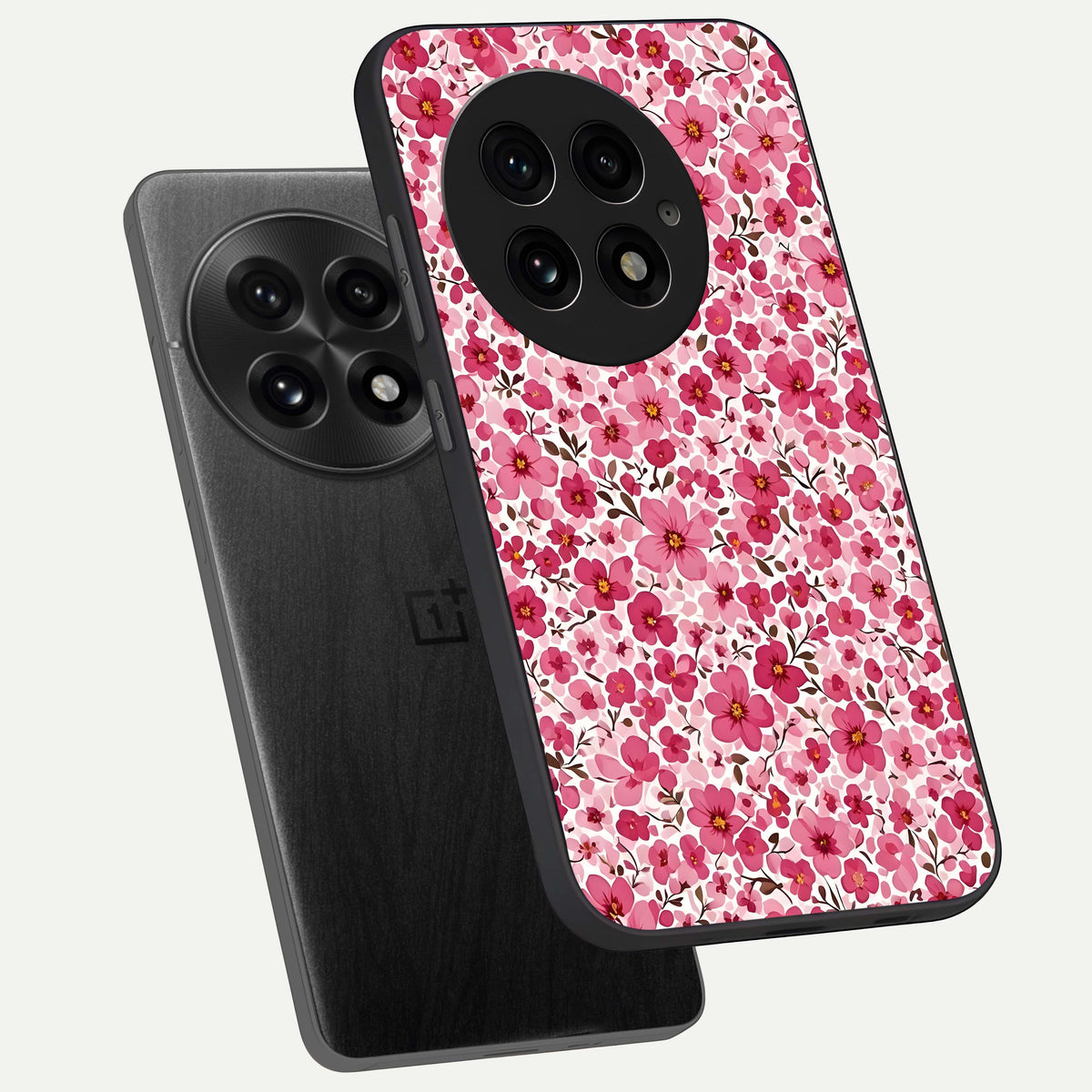  Cherry Blossom Charm phone case For OnePlus 13 showing premium glass back cover with detailed artwork