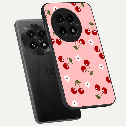  Cherry Love Mood phone case For OnePlus 13 showing premium glass back cover with detailed artwork