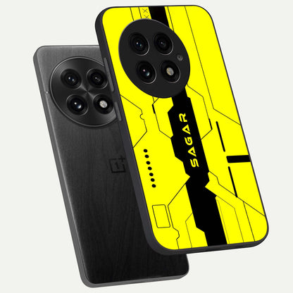  Circuit CYBERPUNK Custom Name phone case For OnePlus 13 showing premium glass back cover with detailed artwork
