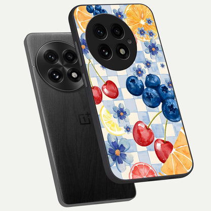  Citrus Bloom Joy phone case For OnePlus 13 showing premium glass back cover with detailed artwork