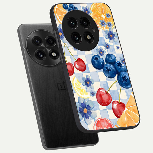  Citrus Bloom Joy phone case For OnePlus 13 showing premium glass back cover with detailed artwork