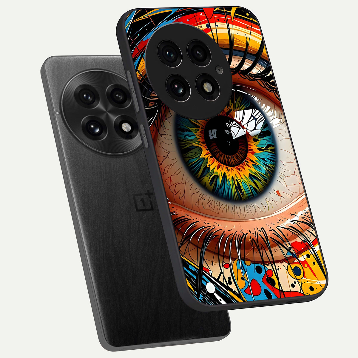  Colorful Eye phone case For OnePlus 13 showing premium glass back cover with detailed artwork