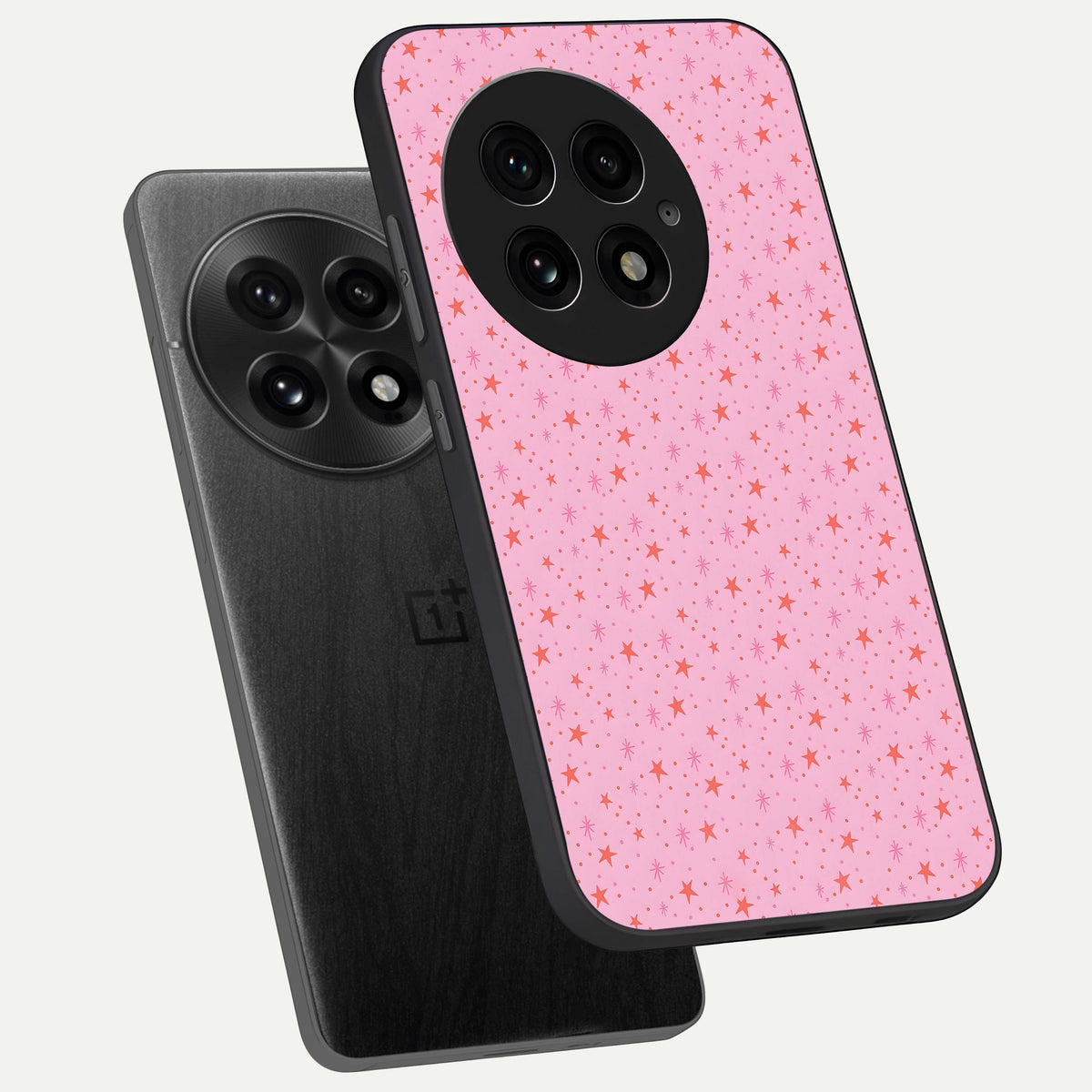  Cosmic Pink Sparkle phone case For OnePlus 13 showing premium glass back cover with detailed artwork