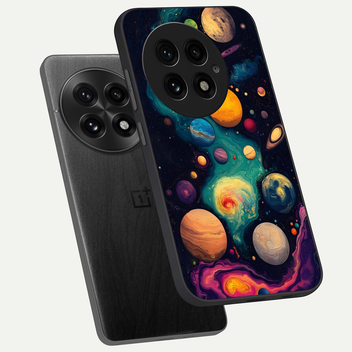  Cosmic Planet Journey phone case For OnePlus 13 showing premium glass back cover with detailed artwork