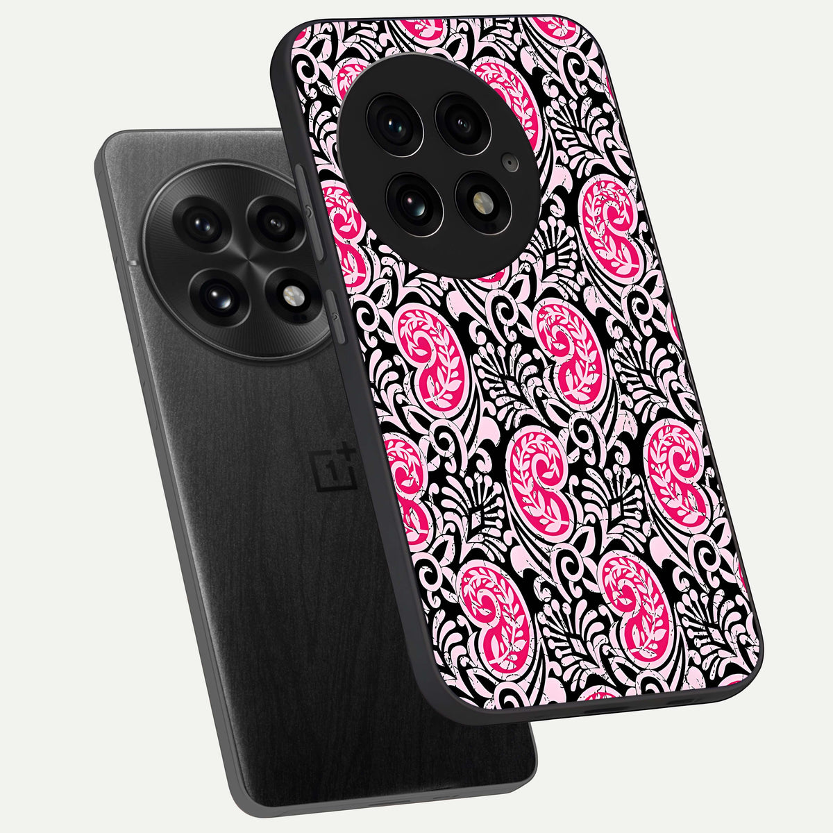  Crimson Paisley Charm phone case For OnePlus 13 showing premium glass back cover with detailed artwork