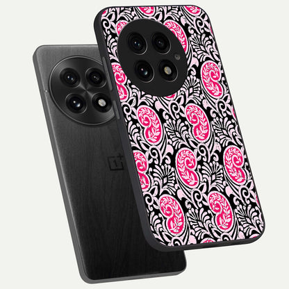  Crimson Paisley Charm phone case For OnePlus 13 showing premium glass back cover with detailed artwork