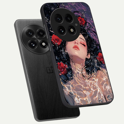  Crimson Rose Serenity phone case For OnePlus 13 showing premium glass back cover with detailed artwork