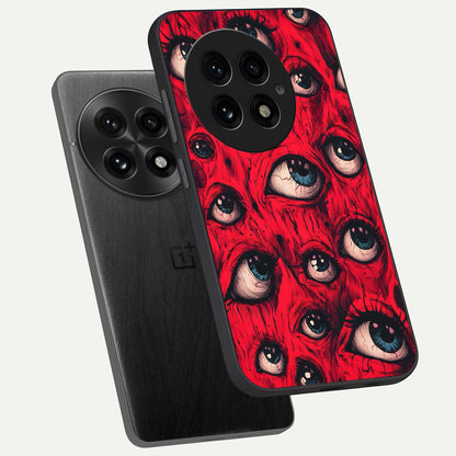  Crimson Watch Eyes phone case For OnePlus 13 showing premium glass back cover with detailed artwork