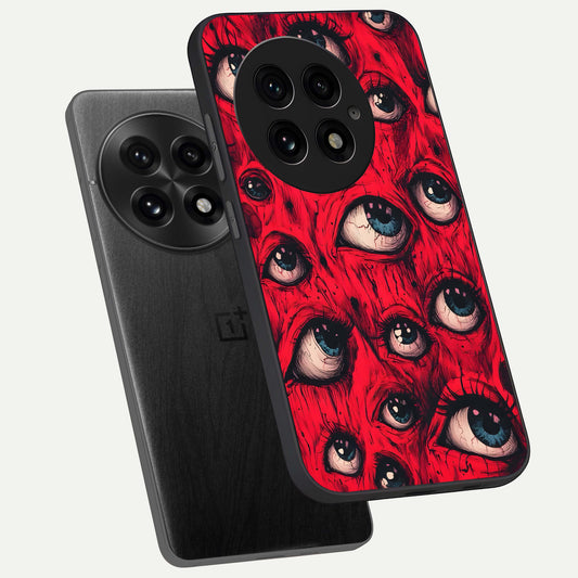  Crimson Watch Eyes phone case For OnePlus 13 showing premium glass back cover with detailed artwork