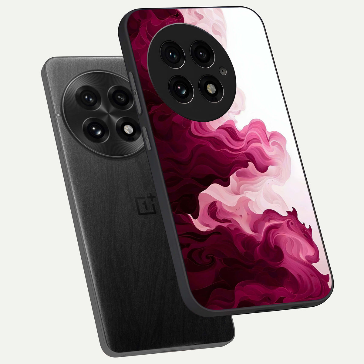  Crimson Wave Flow phone case For OnePlus 13 showing premium glass back cover with detailed artwork