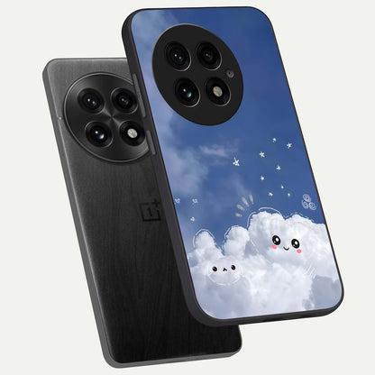  Cute Blossom Cloud phone case For OnePlus 13 showing premium glass back cover with detailed artwork