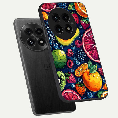  Cute Fruits Art phone case For OnePlus 13 showing premium glass back cover with detailed artwork