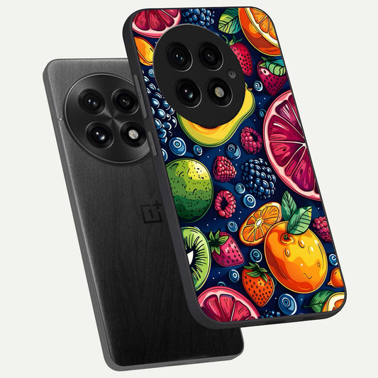  Cute Fruits Art phone case For OnePlus 13 showing premium glass back cover with detailed artwork