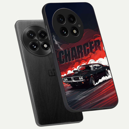  Dark Charger Fury phone case For OnePlus 13 showing premium glass back cover with detailed artwork