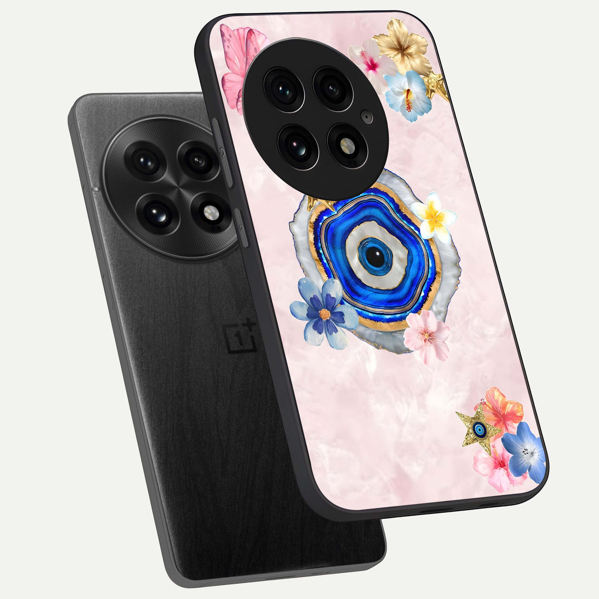  Divine Aura Bloom phone case For OnePlus 13 showing premium glass back cover with detailed artwork