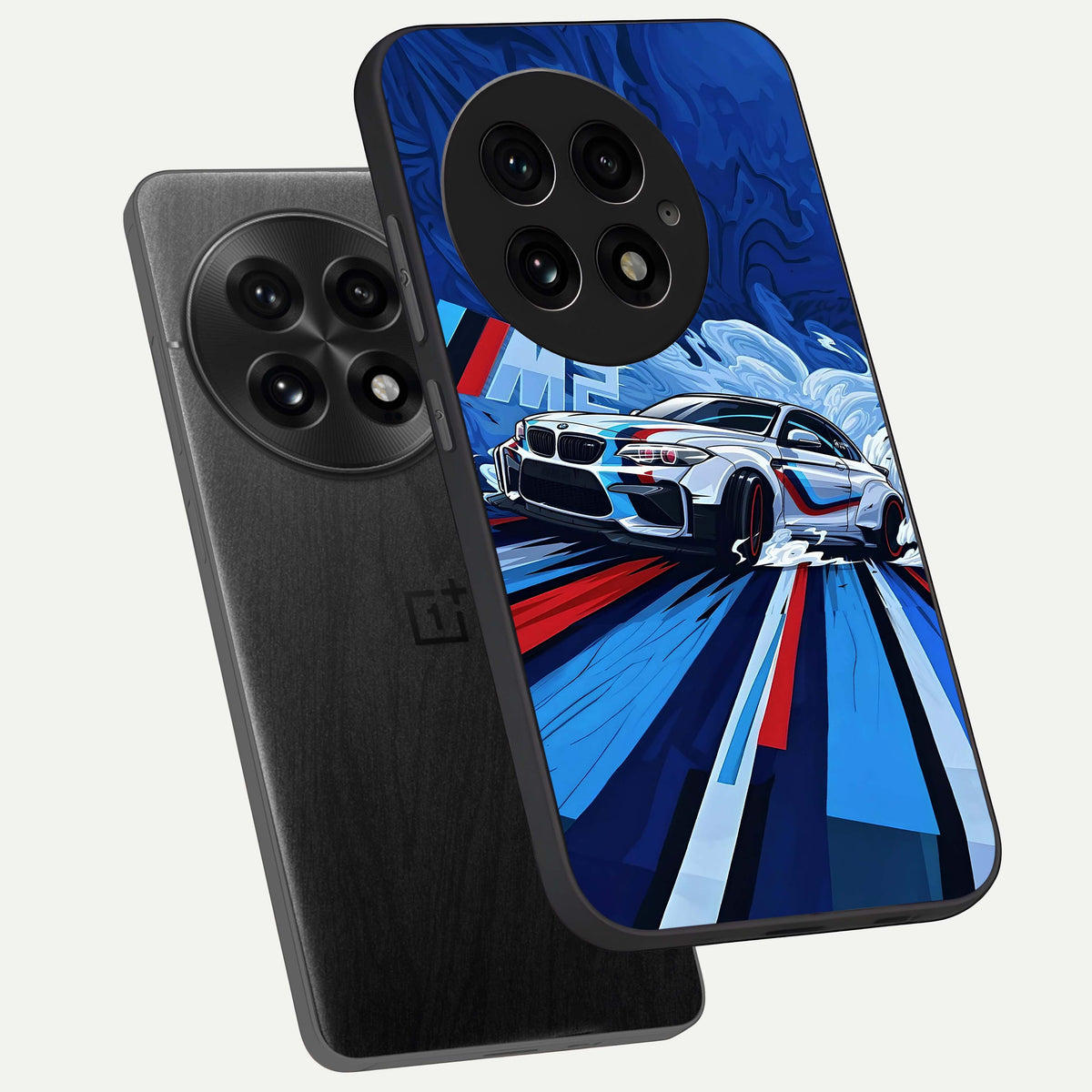  Drift Power Rush phone case For OnePlus 13 showing premium glass back cover with detailed artwork