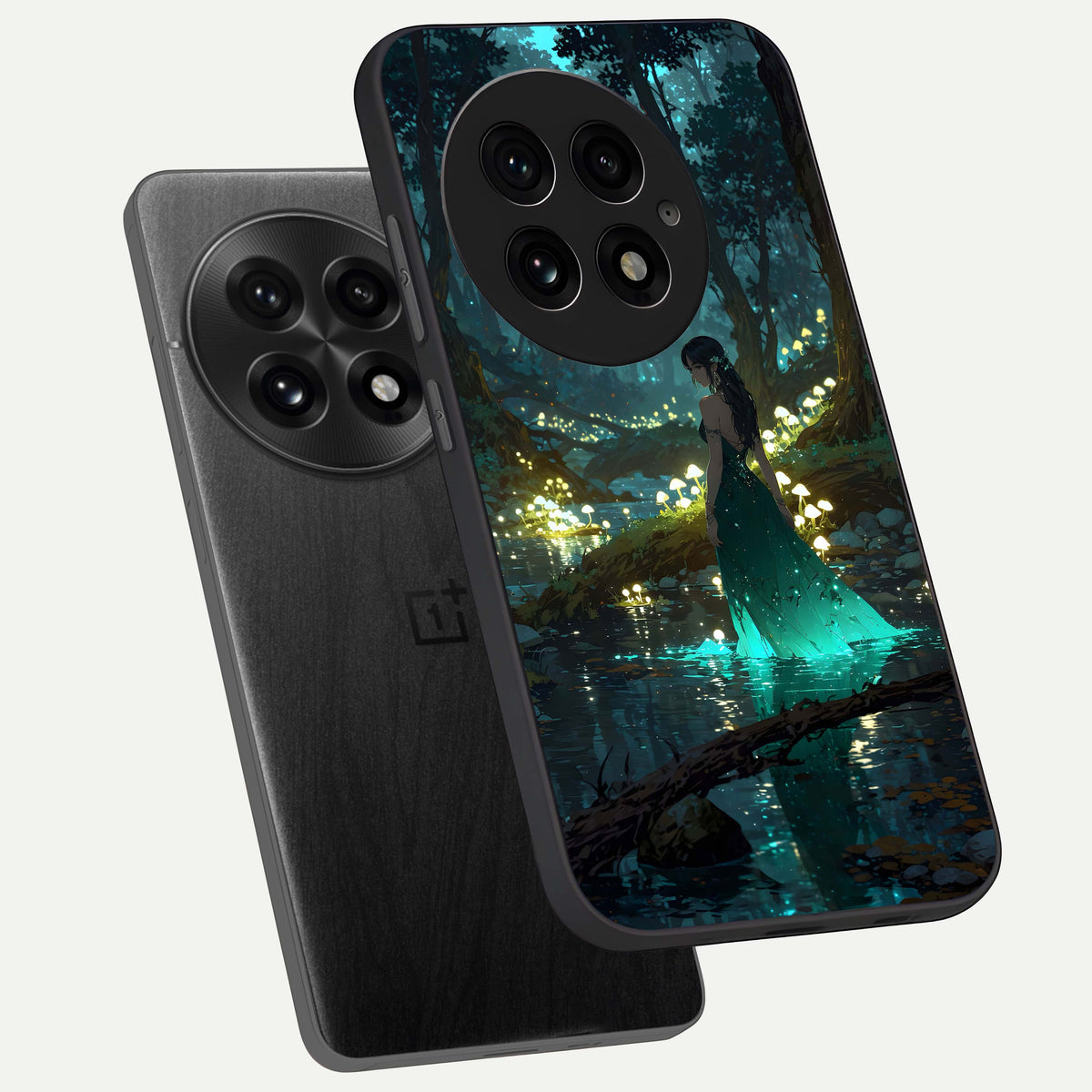  Enchanted Forest Glow phone case For OnePlus 13 showing premium glass back cover with detailed artwork